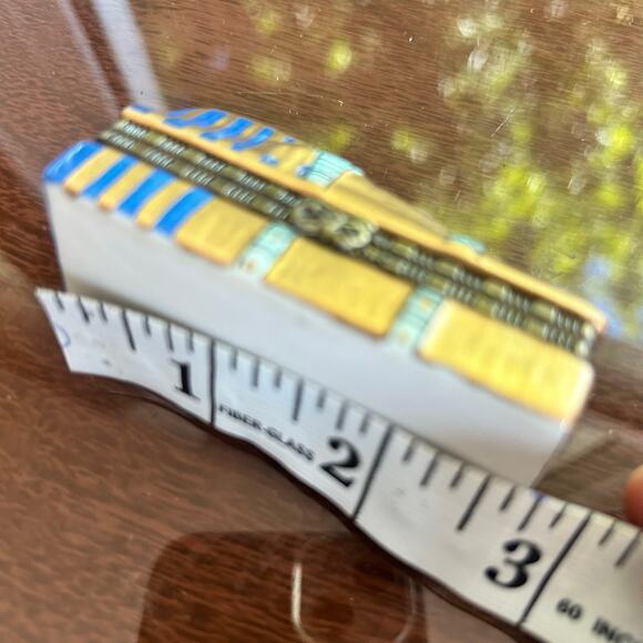 Egyptian Sarcophagus Trinket Box – Hand-Painted Hinged Porcelain Miniature - Picture 12 of 14